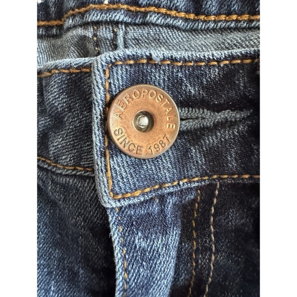 Aeropostale Size 000 Bayla Skinny Crop Jegging blue distressed Jeans, 25" Inseam - Picture 4 of 9